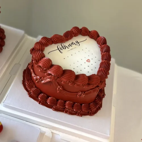 Heart-Shaped Cake with February Calendar